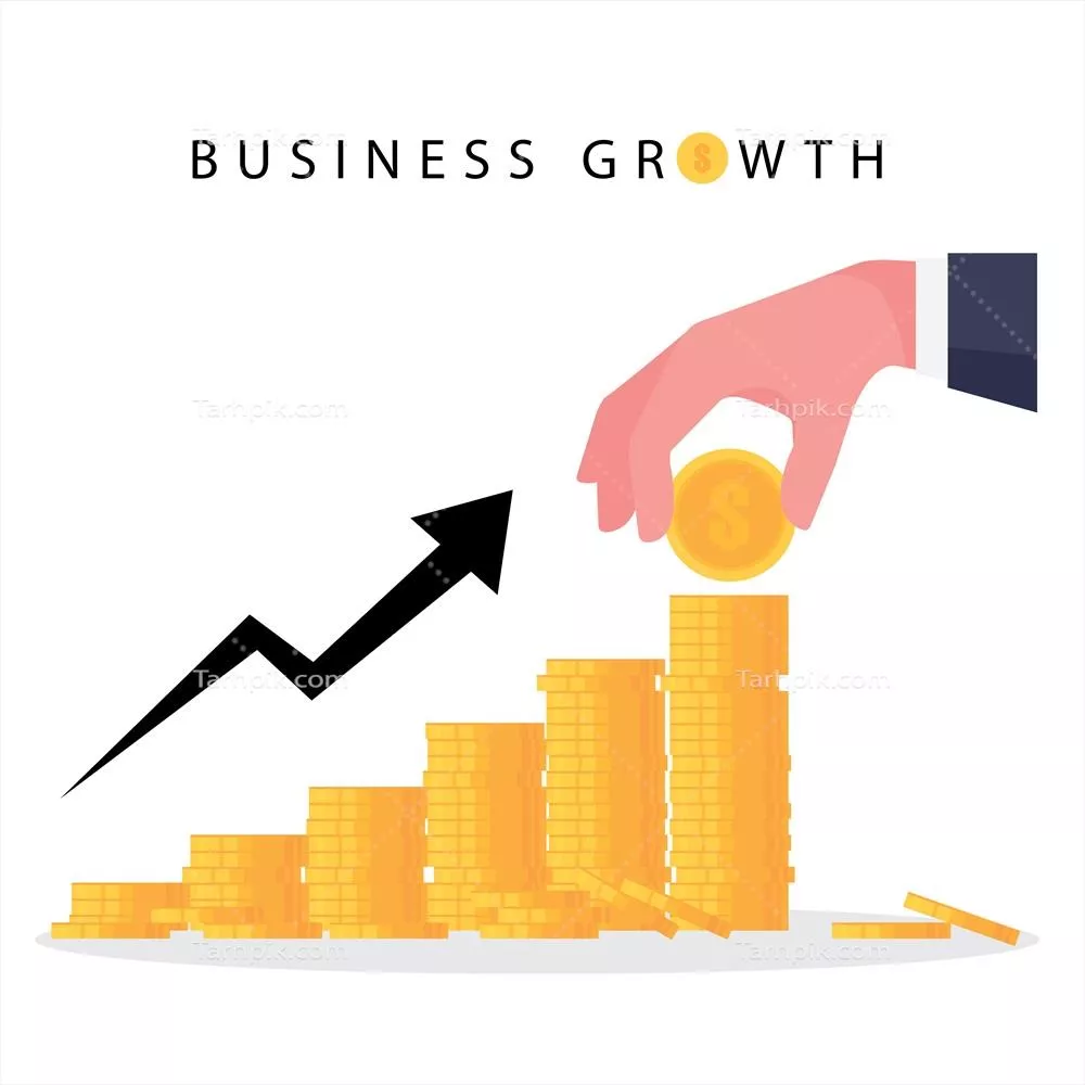 وکتور کارتون جذاب نشان دهنده رشد کسب و کار با نمودار افزایش درآمد