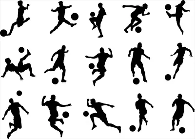 وکتور مجموعه ای از سیلوئت های فوتبالیست برای مجموعه آثار هنری