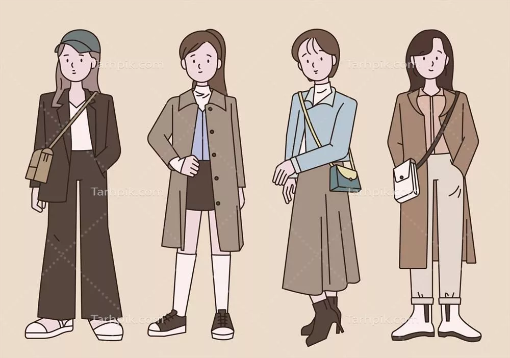 وکتور مجموعهای جذاب از فشن پاییزی زنان با جدیدترین ترندها و استایلها