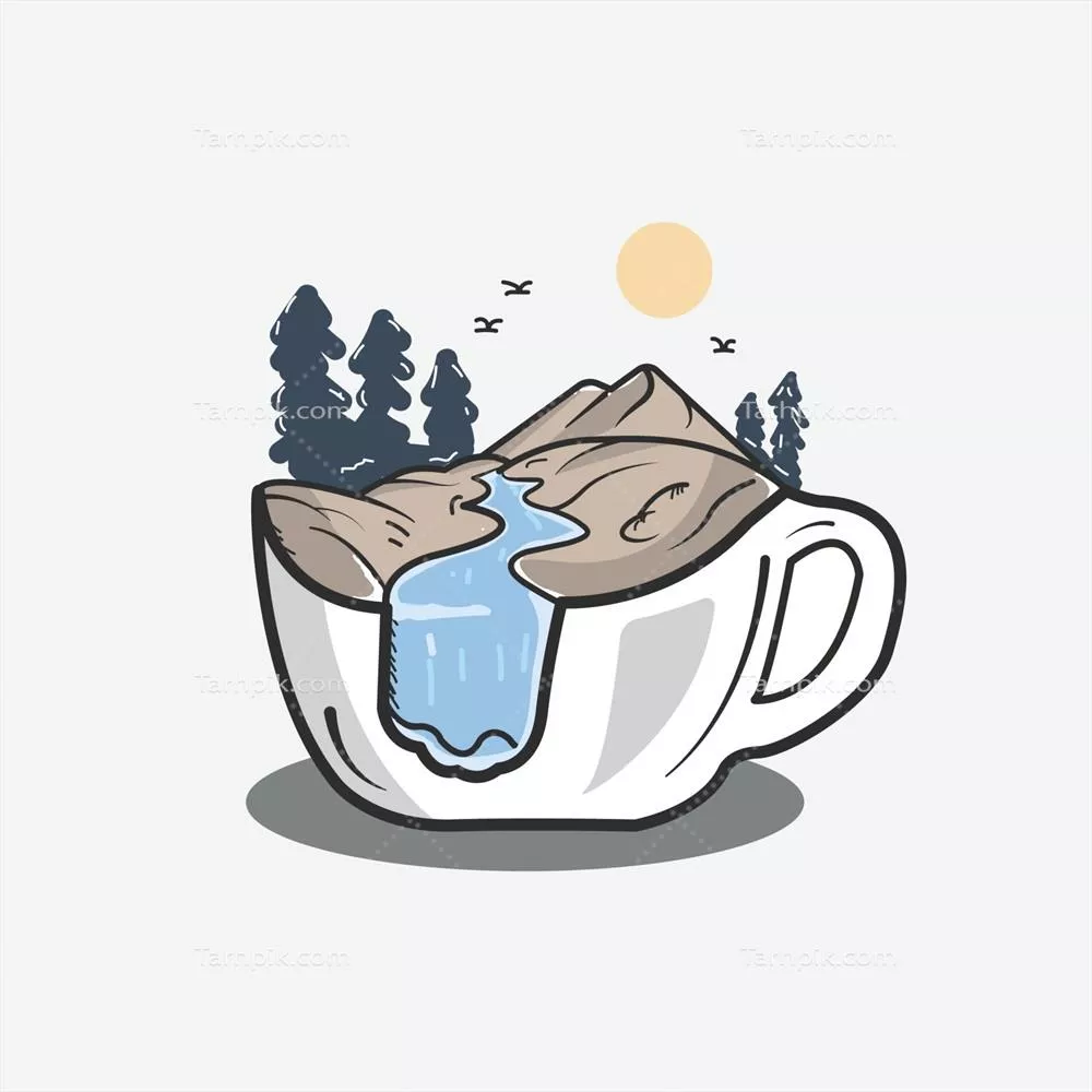 وکتور یک فنجان قهوه برای شروع روز و افزایش انرژی صبحگاهی