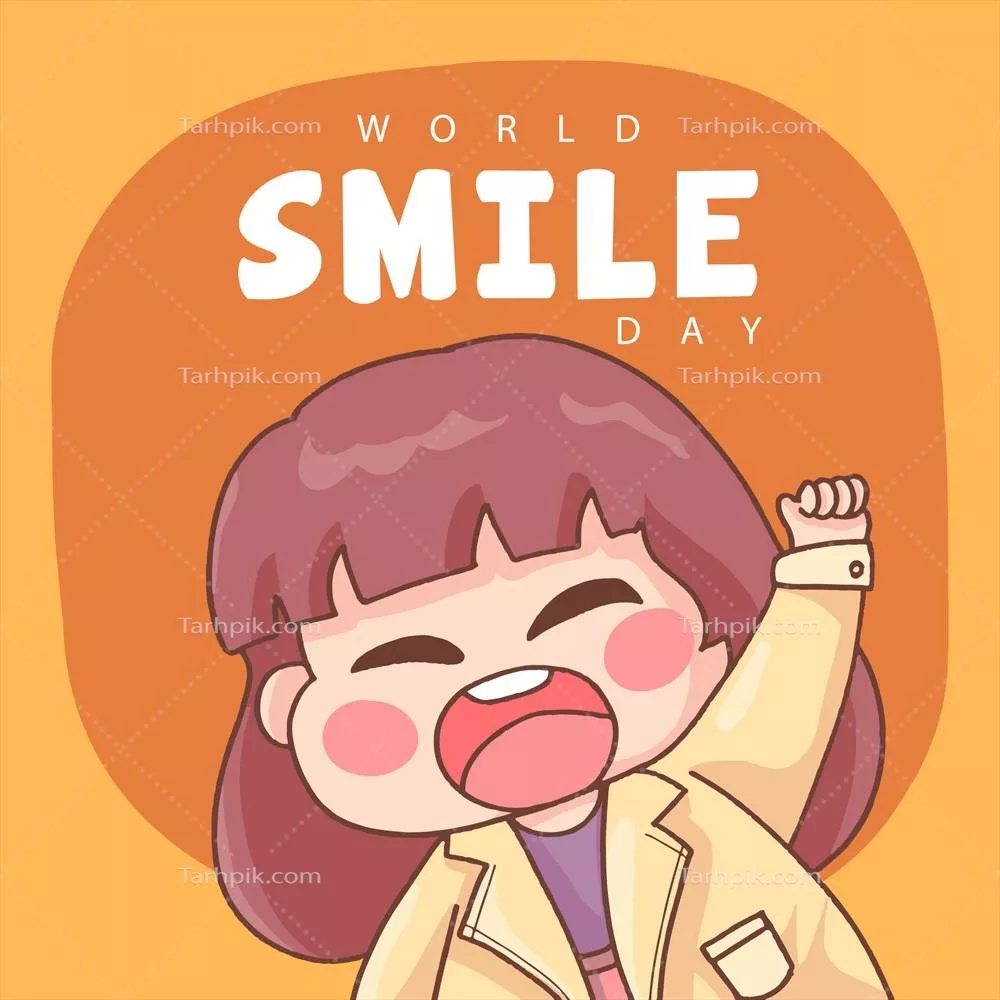 وکتور دختری در حال خنده و جشن گرفتن روز جهانی لبخند با شادی و خوشحالی
