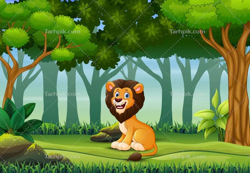 وکتور شیر خوشحال در جنگل: لحظات زیبای حیات وحش