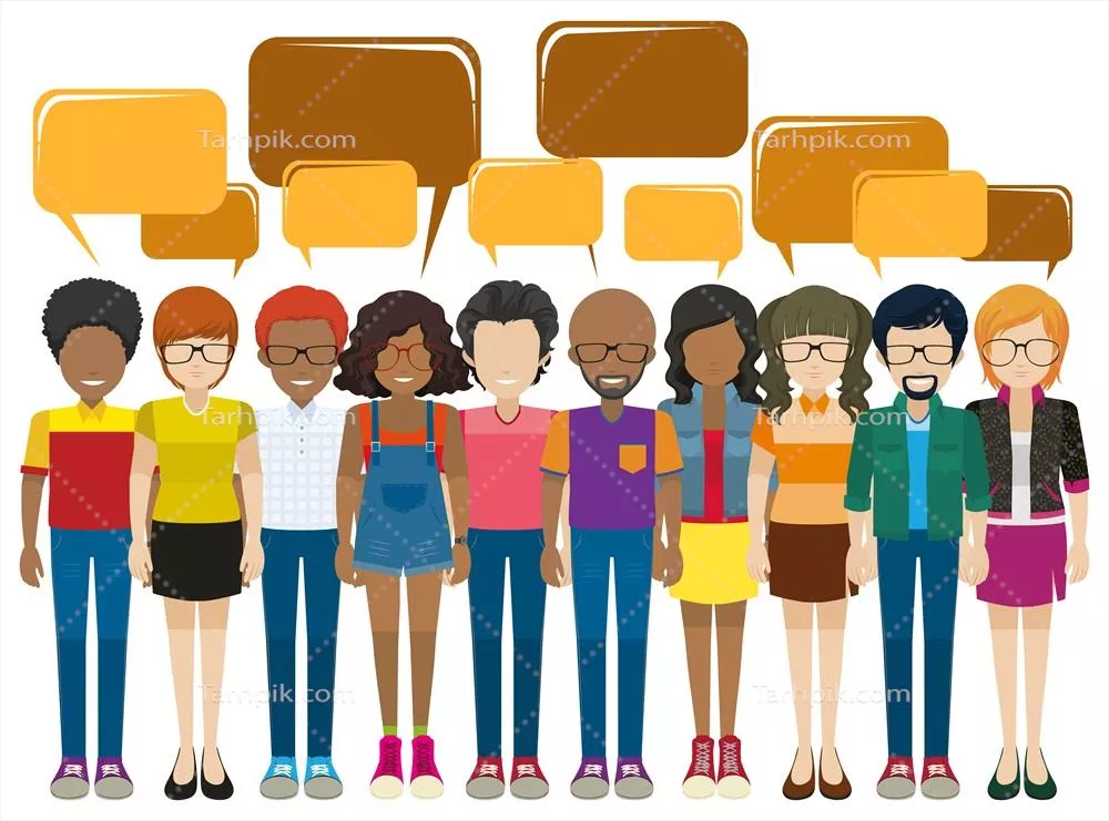 وکتور شبکه ای از افراد با فیلدهای خالی روی پس زمینه سفید و امکانات مورد نیاز