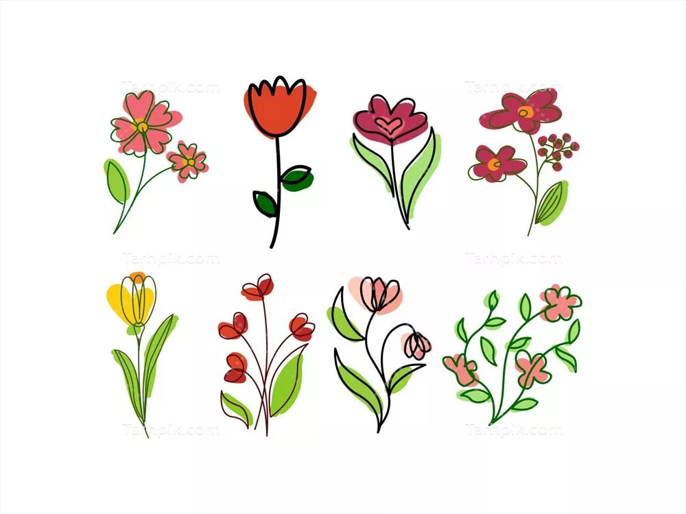 وکتور طراحی مجموعه گلهای زیبایی برای تزئینات و دکوراسیون داخلی