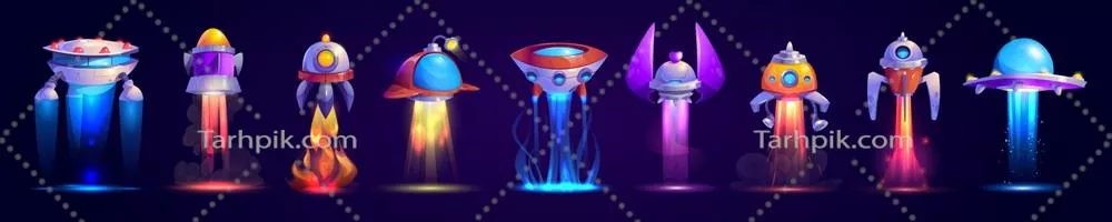 وکتور کشتیهای فضایی و یوفوهای کارتون: دنیای سرگرمکننده سفینههای بیگانه