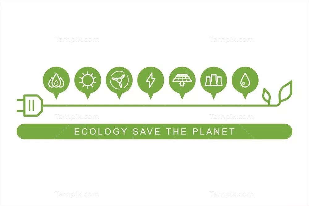 وکتور آیکونهای انرژی سبز و قدرت جایگزین برای طراحیهای مدرن و پایدار