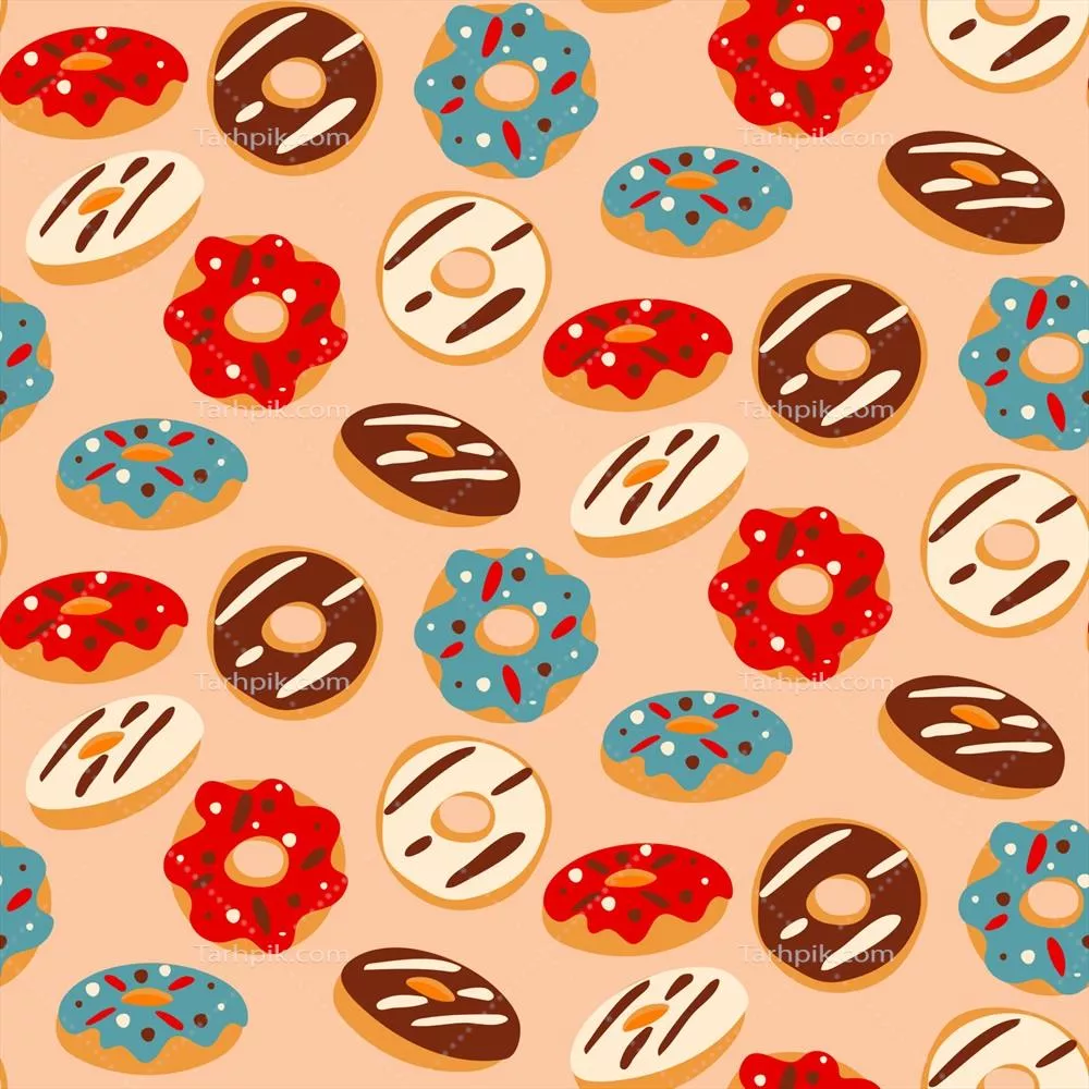 وکتور الگوی رنگی ساده دونات ها با تصویر پرواز کردن در پس زمینه