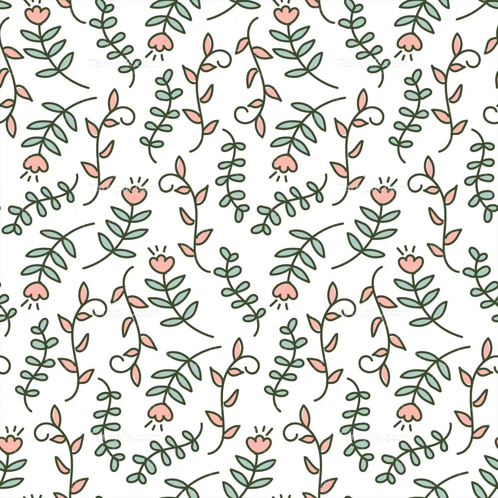 وکتور الگوی گیاهی با نقشهای خطی و نقطهای در رنگهای خنثی