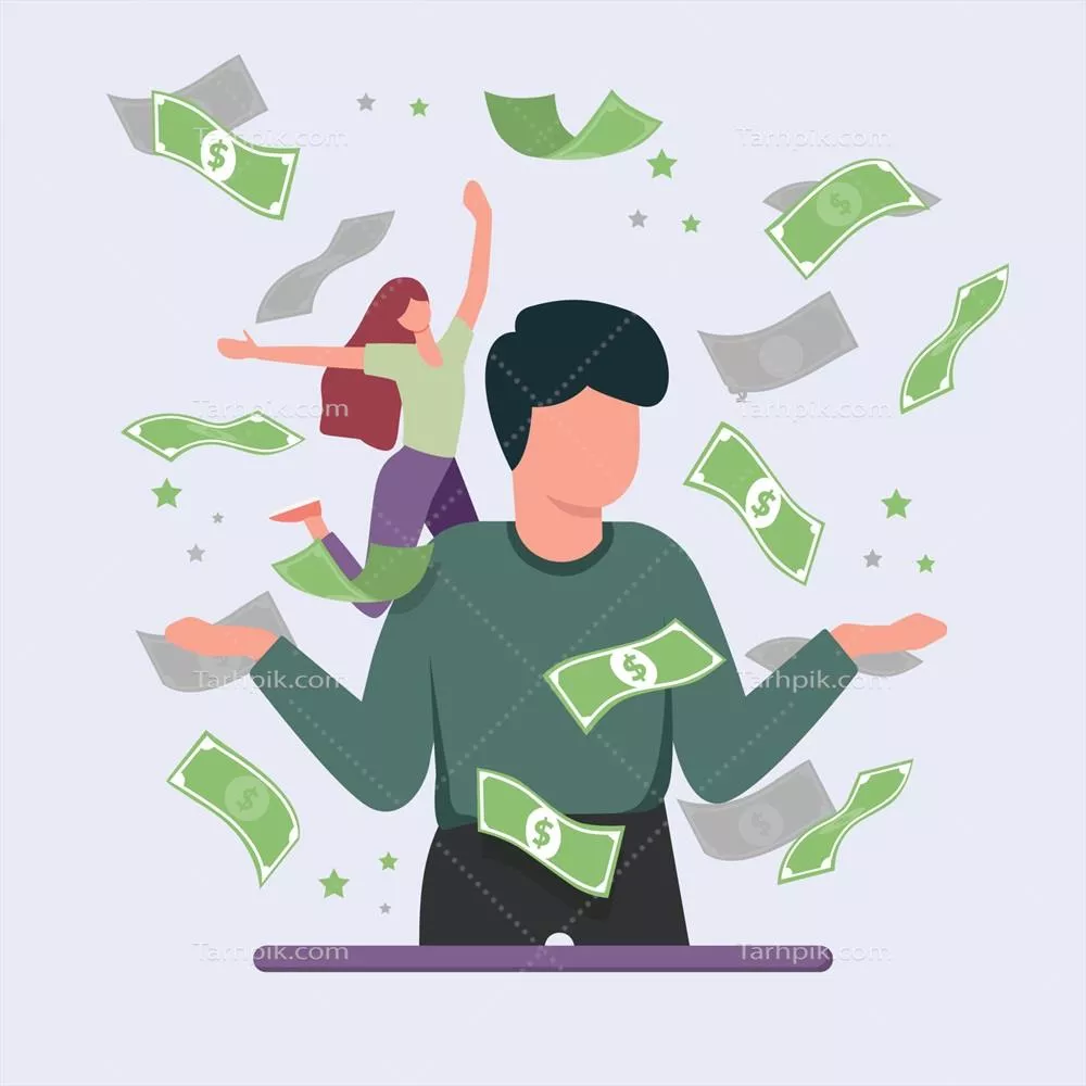 وکتور شادی بینظیر یک شخص پس از دریافت مقدار زیادی پول از کار جدید