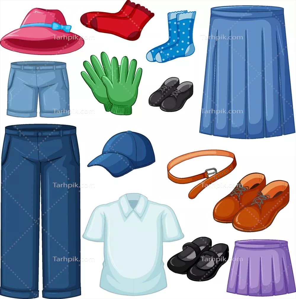 وکتور مجموعهای از پارچههای مختلف بر روی پسزمینه سفید