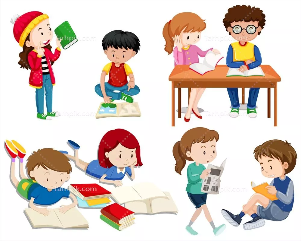 وکتور تصویرسازی از گروهی از دانشآموزان موفق و خوب در فضای آموزشی