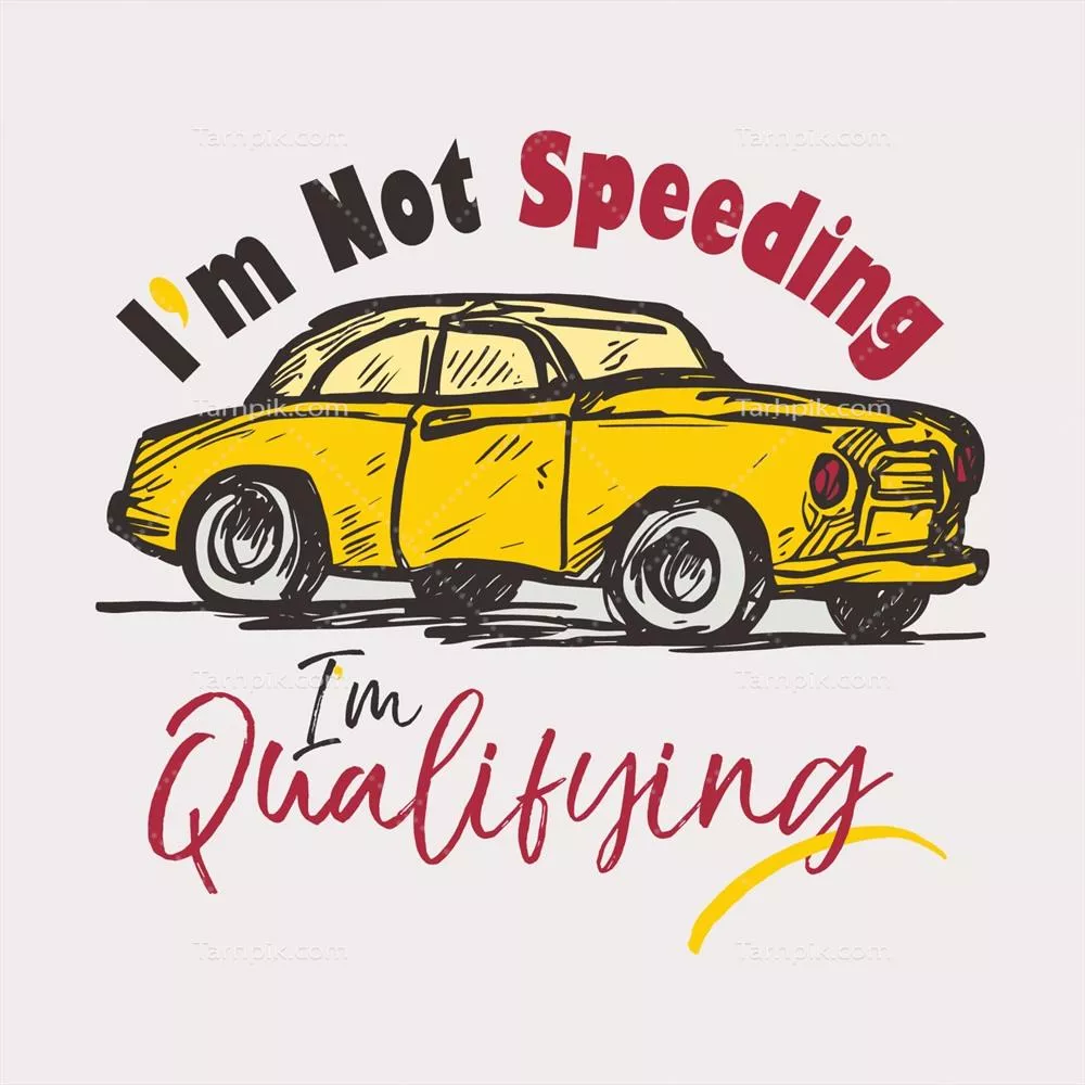 وکتور طراحی قالب تی شرت با تصویر یک ماشین زرد و نوشته های جذاب