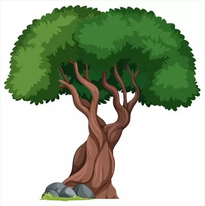 وکتور تصویرسازی درخت انزوا در پسزمینه طبیعی و زیبا