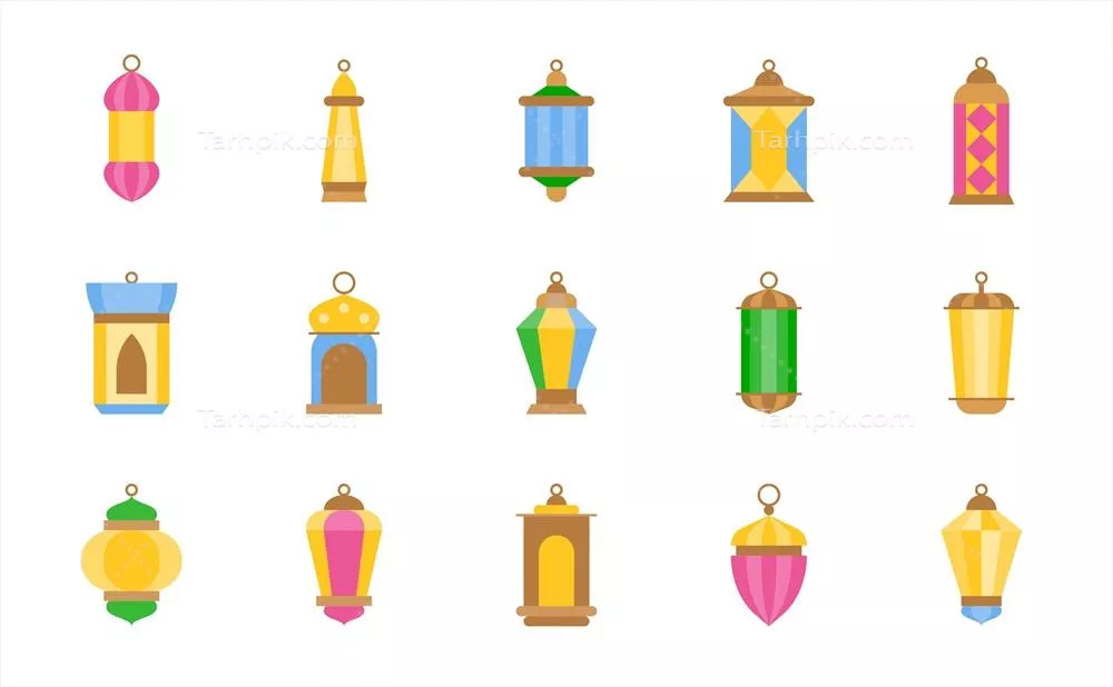 وکتور لوگوی فلت چراغ عربی یا فانوس رمضان با طراحی مدرن و جذاب