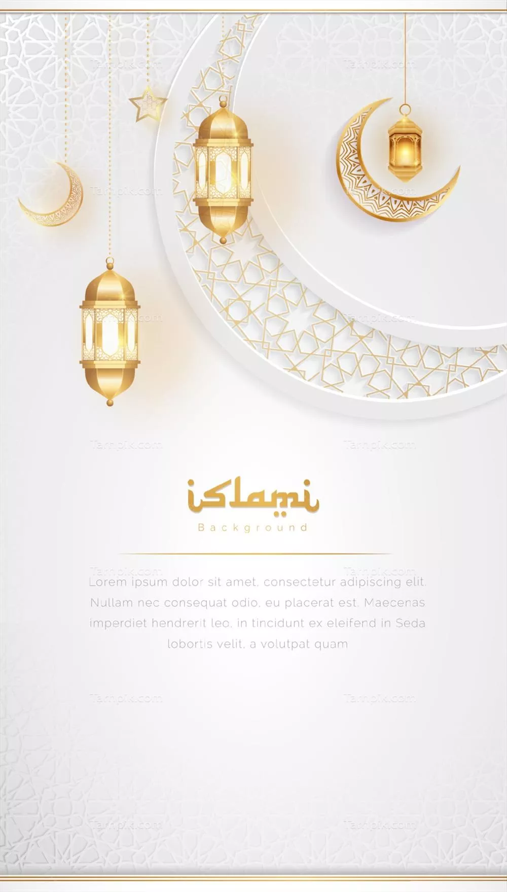 وکتور پس زمینه لوکس عربی اسلامی با طراحیElegant به رنگ های سفید و طلایی