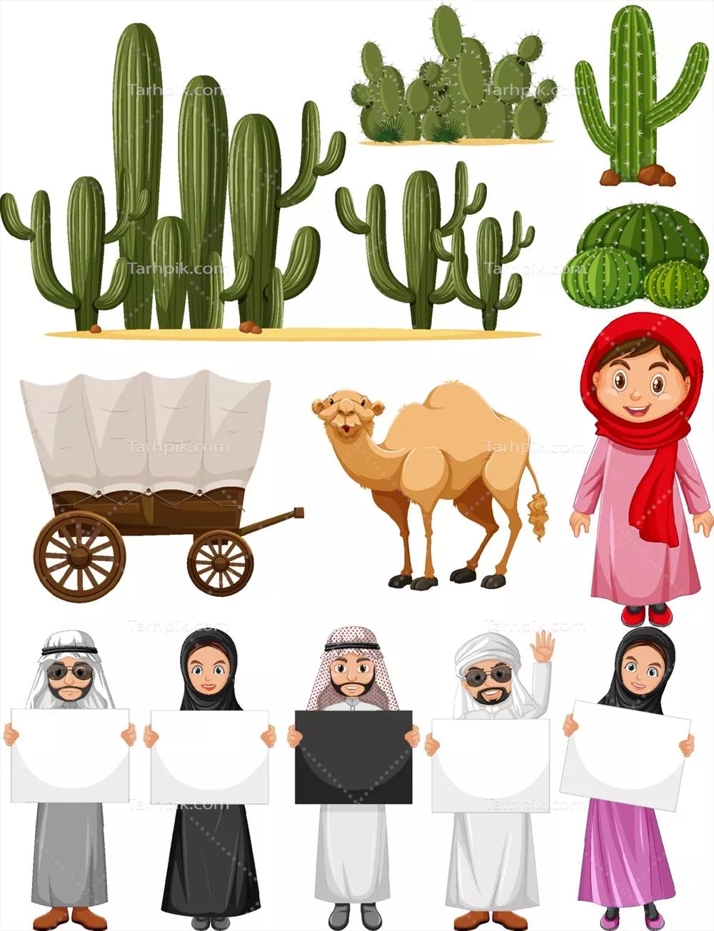 وکتور افراد عرب در حال نگهداری تابلو سفید بدون متن