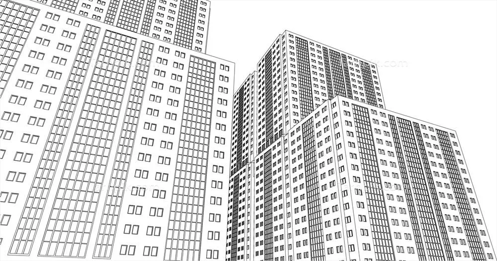 وکتور پسزمینهای از معماری با طراحی خطوط نمای ساختمانهای بلند