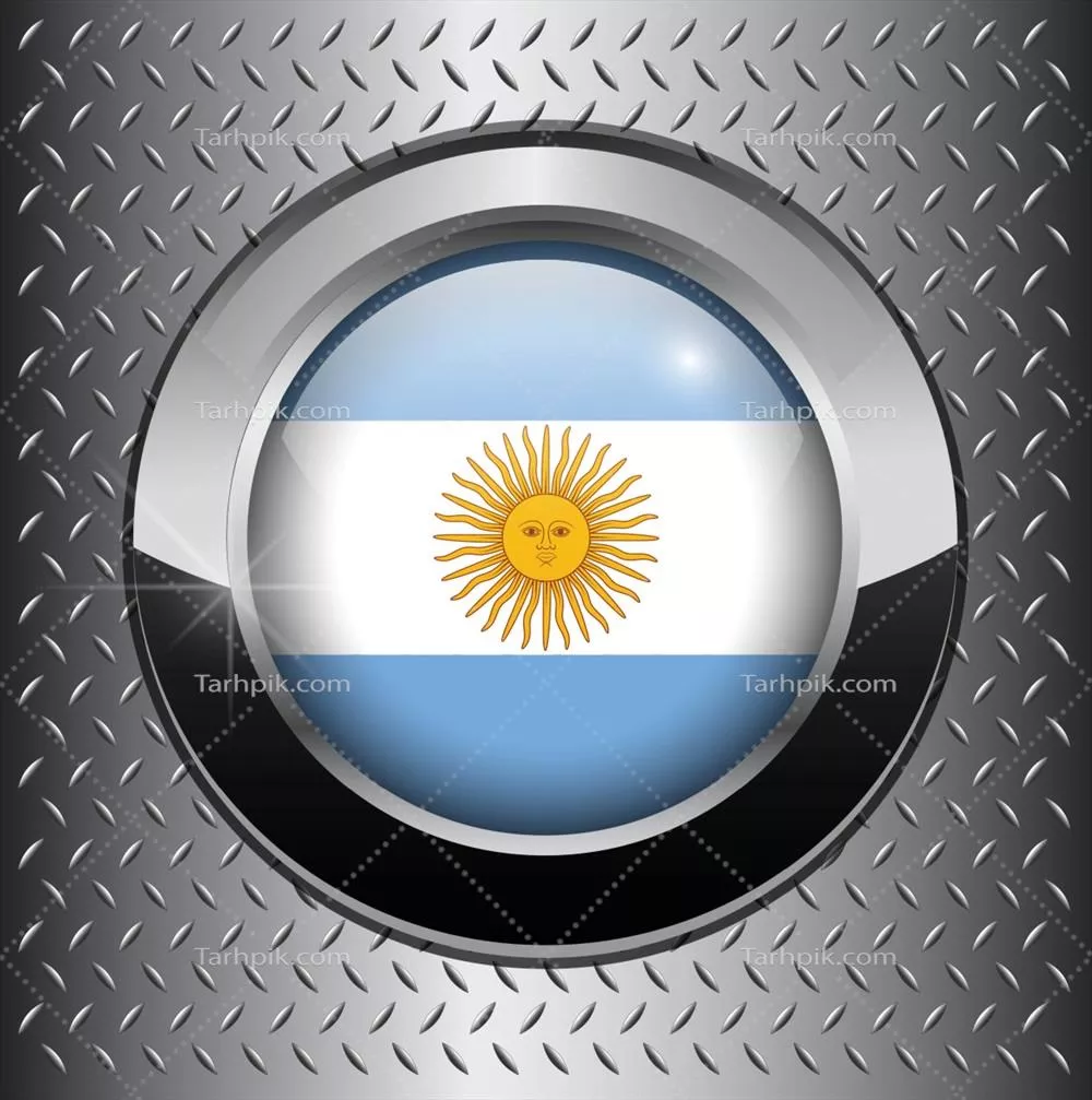 دکمه پرچم آرژنتین بر روی پسزمینه فلزی وکتور زیبا