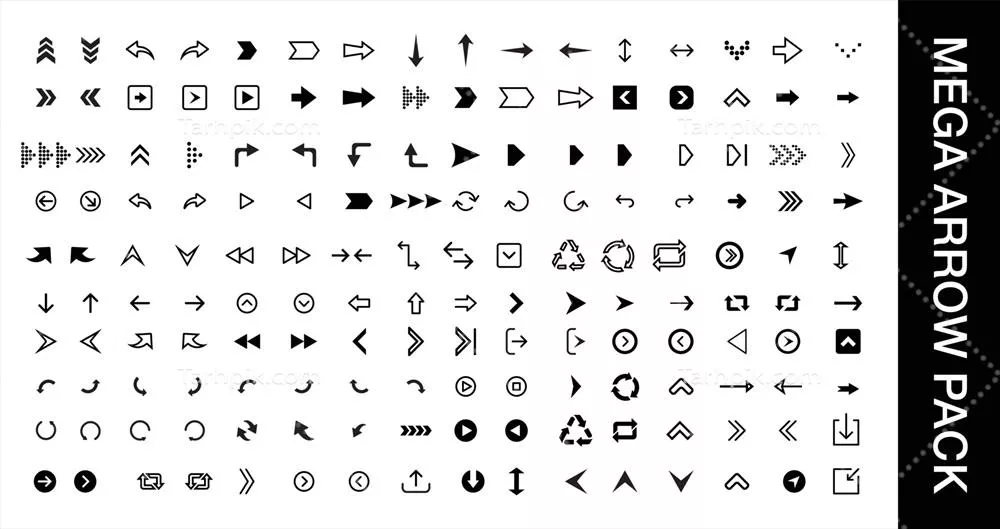 مجموعه آیکون های پیکان مشکی وکتور با کیفیت بالا و مناسب برای طراحی