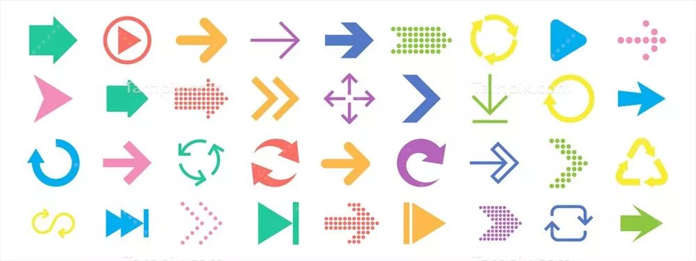 وکتور مجموعه آیکون‌های علامت‌گذاری سهمی برای طراحی وب و اپلیکیشن‌های موبایل