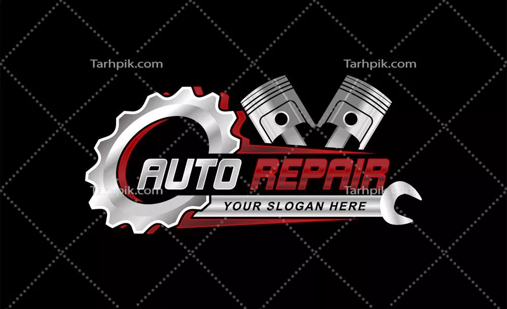 وکتور لوگوی کارگاه اتومبیل با ترکیبی از ابزارهای خودرویی و نوآوری