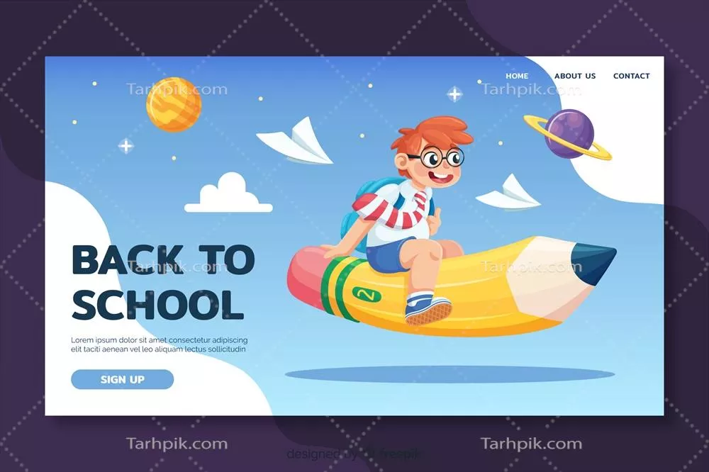 صفحه فرود بازگشت به مدرسه با طراحی وکتور جذاب و مدرن