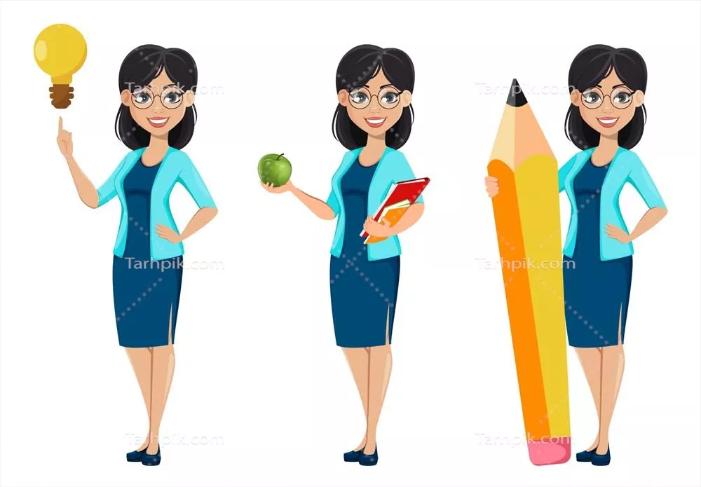 وکتور شخصیت کارتونی معلم زن برای بازگشت به مدرسه و آموزش بچهها