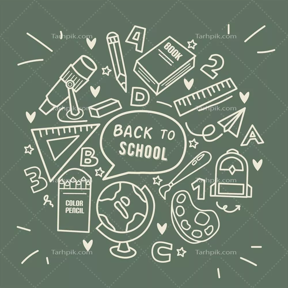 وکتور ابزارهای خطی هنری بازگشت به مدرسه - ایدههای خلاقانه برای دانشآموزان