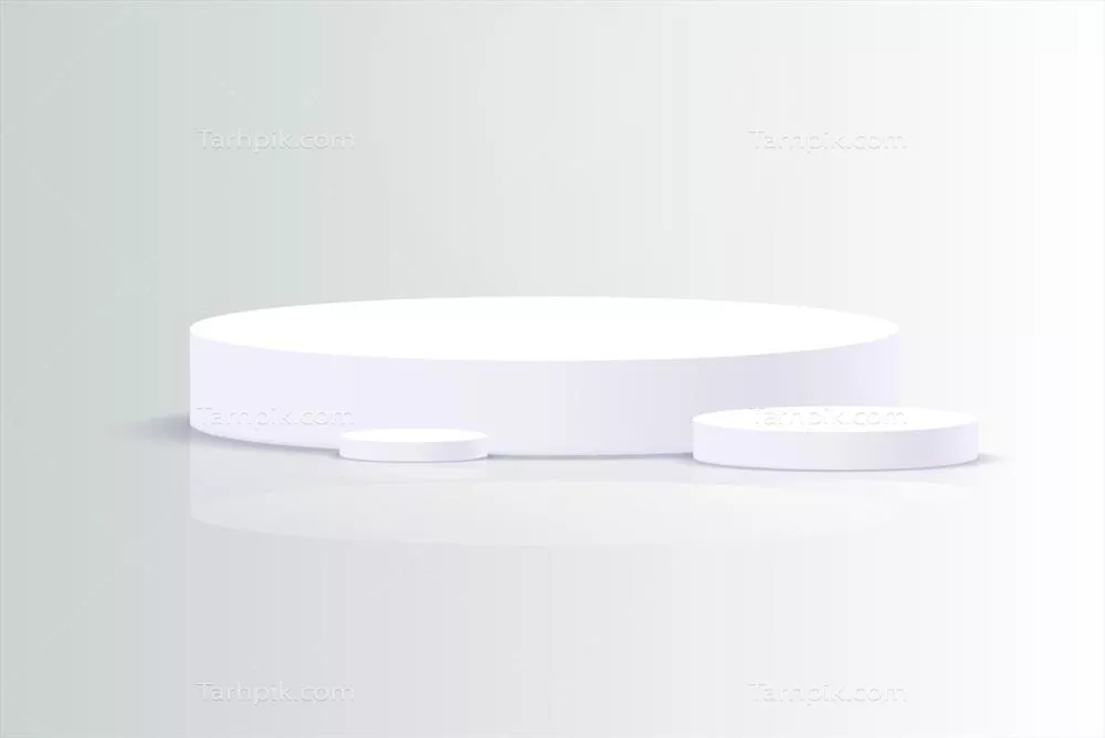 وکتور رندر سه بعدی پشت زمینه خاکستری با پایه سفید در طراحی مدرن