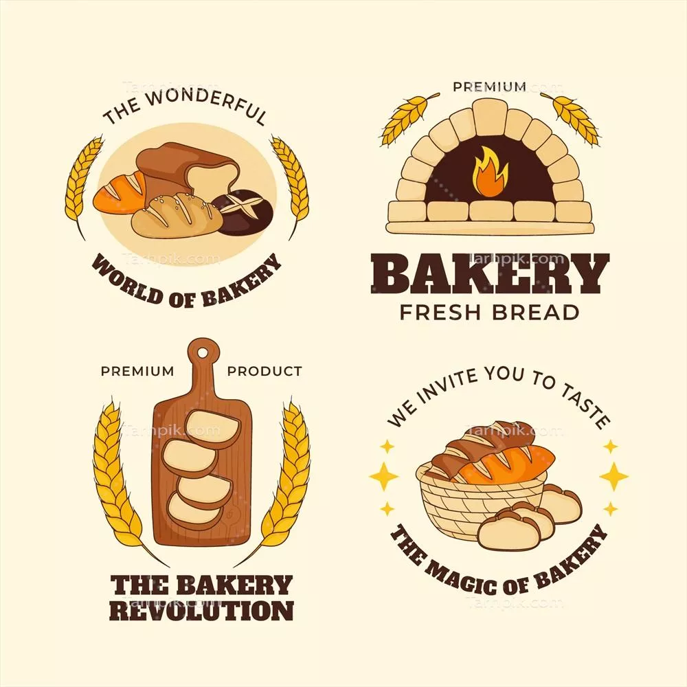 قالب برچسب محصولات نانوایی با طراحی وکتور زیبا و خلاقانه