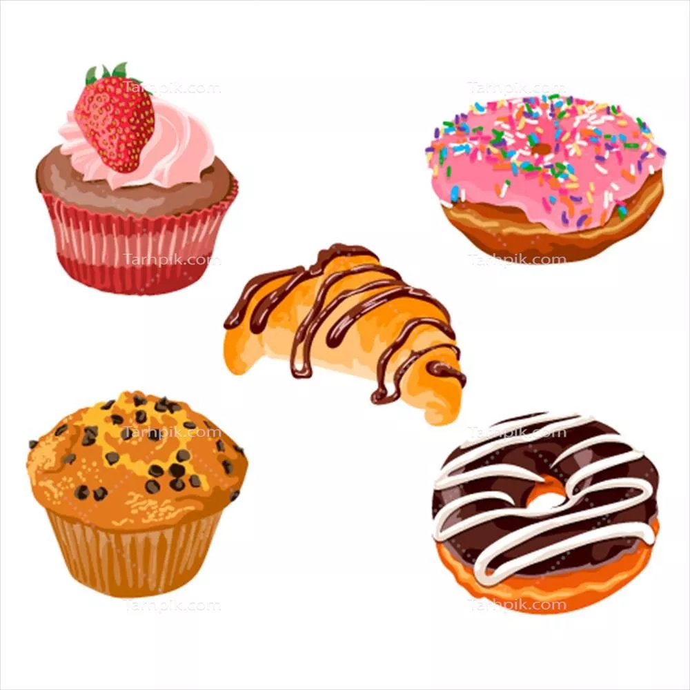 وکتور مجموعه استیکرهای نانوایی به سبک دو بعدی برای طراحی‌های جذاب