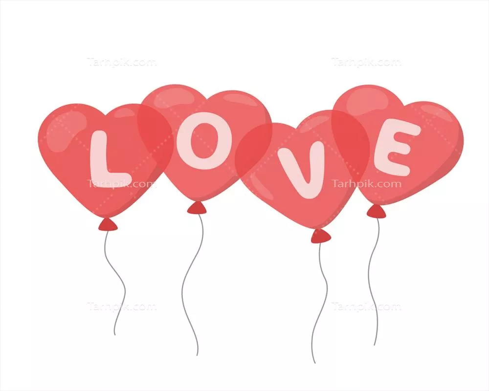 وکتور بادکنک ها با نوشته عشق: تزئینات عاشقانه برای مناسبت های ویژه
