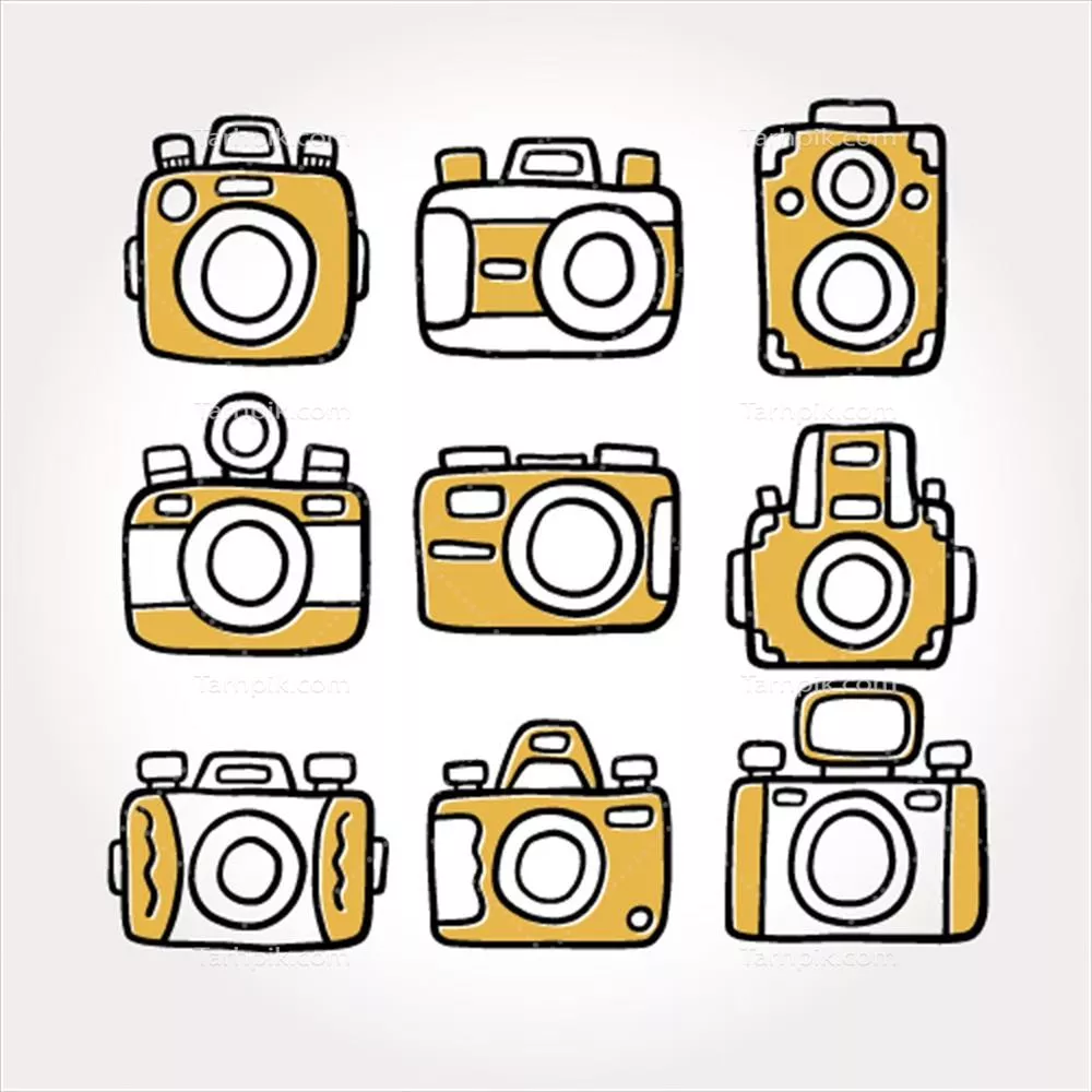 مجموعه وکتور دوربین‌های پایه و ساده برای طراحی‌های گرافیکی