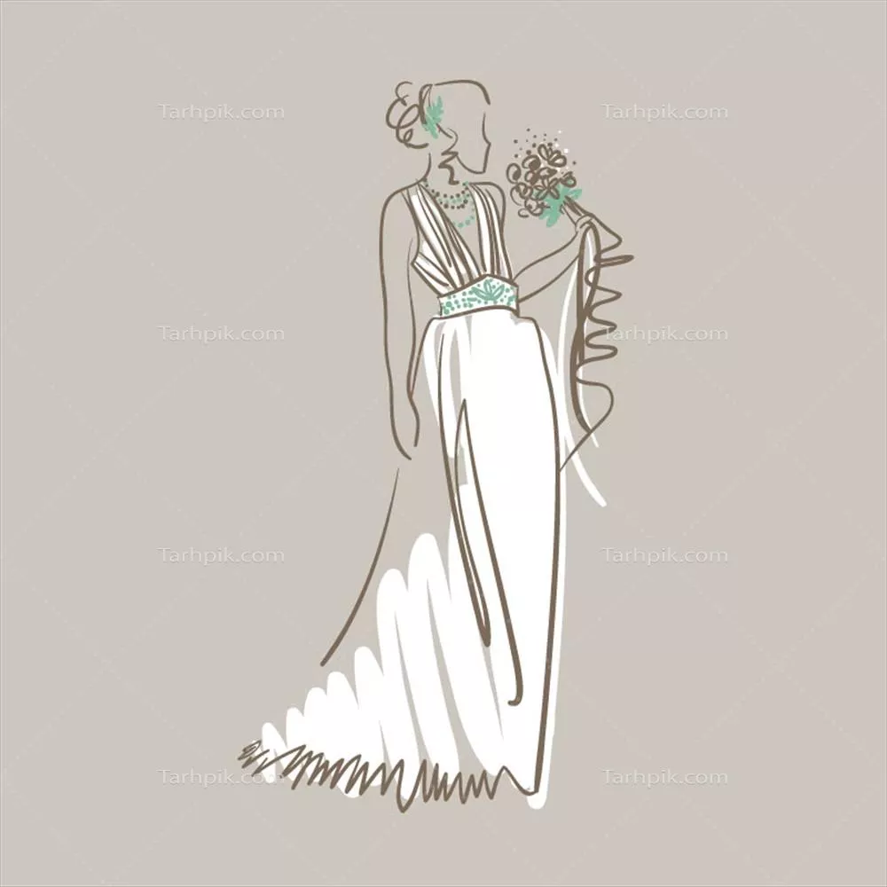 وکتور عروس زیبا در لباس عروسی سفید - بردار و هنری