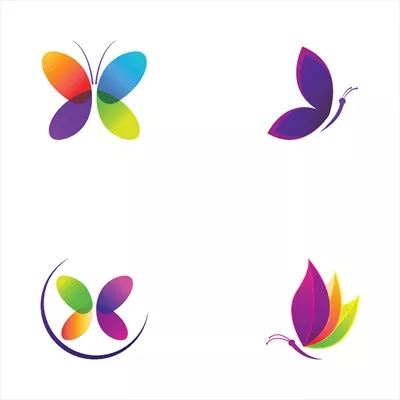 لوگوی رنگارنگ و زیبا از پروانه با طراحی وکتوری