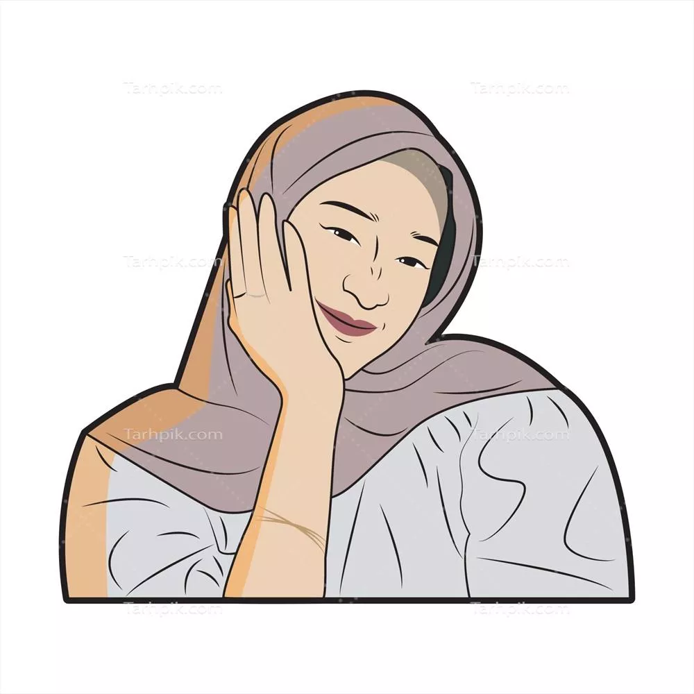 وکتور زن با حجاب زیبا و ابراز هیجان انگیز با ظاهری دوست داشتنی و دلنشین