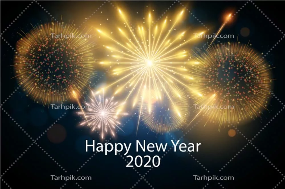 آتش بازی زیبا و جدید سال نو 2020 با طرح وکتور