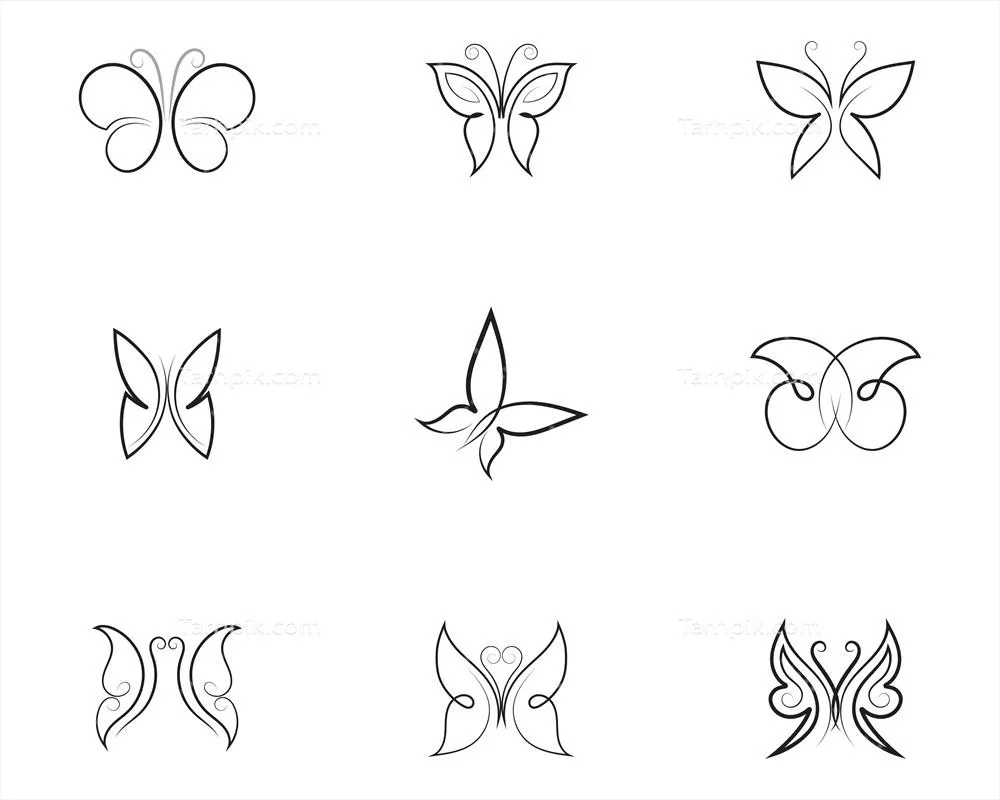 طراحی آیکون وکتور زیبای پروانه با کیفیت بالا