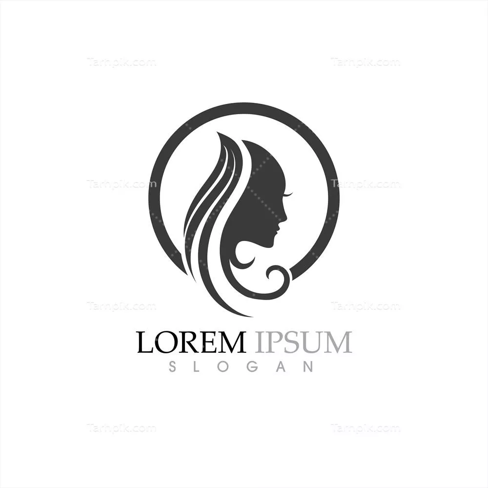 وکتور طرح لوگوی سیلوئت شخصیت زن زیبایی با تأکید بر صورت