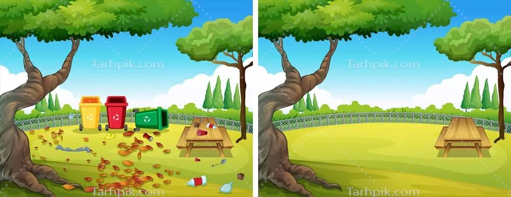 وکتور تصویری قبل و بعد از نظافت باغ: مشاهده تغییرات شگفتانگیز