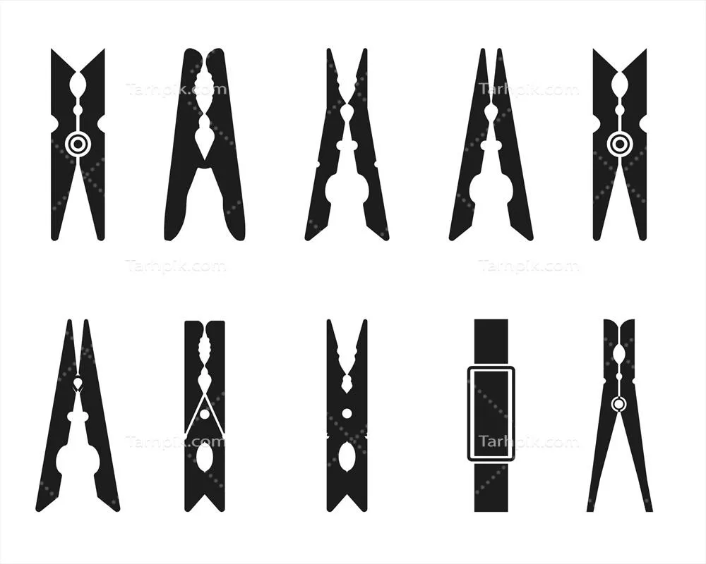 بهترین گیره های لباس با کیفیت بالا و رنگ مشکی - وکتور