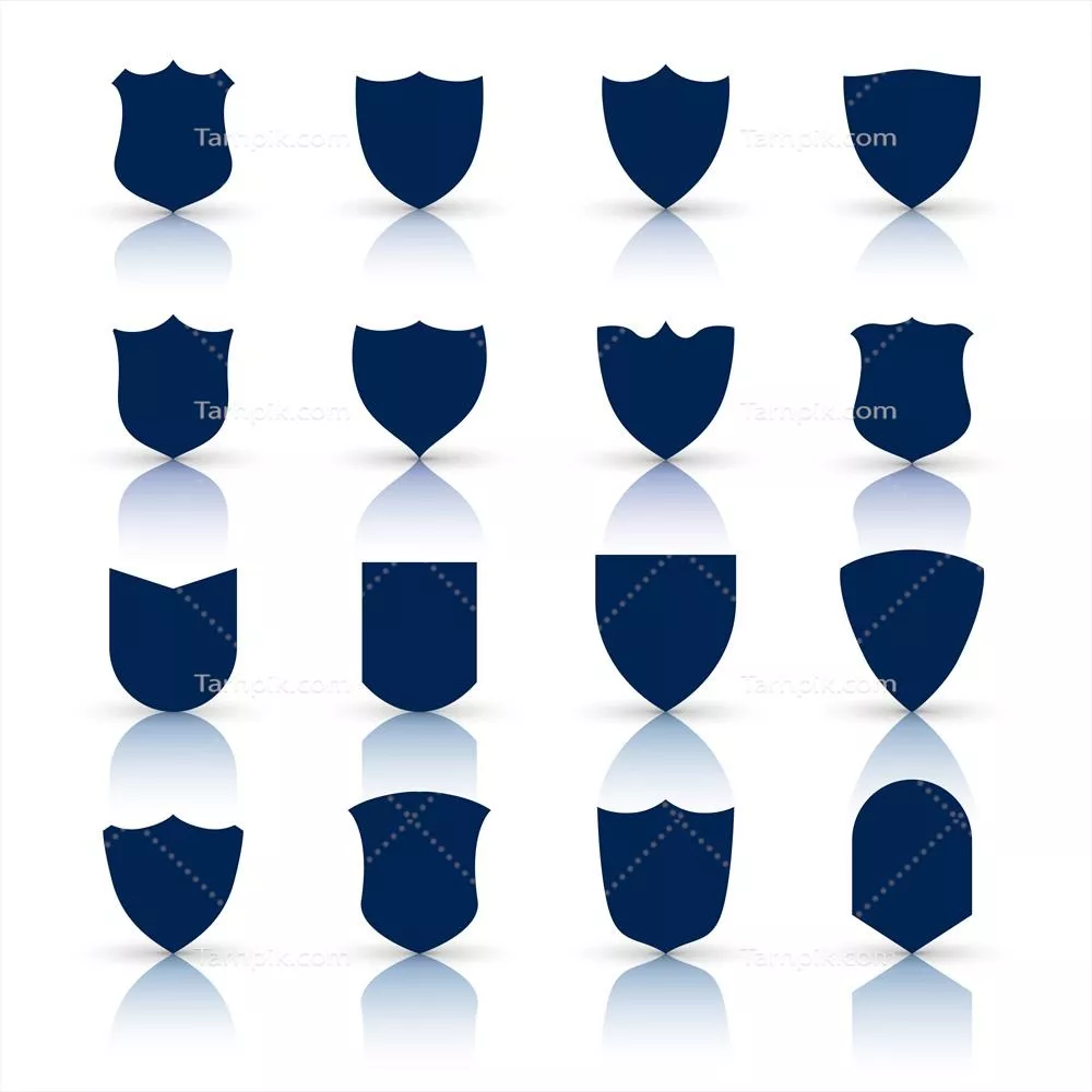 مجموعه بزرگ نمادها و آیکونهای سپر به صورت وکتور برای طراحی گرافیکی