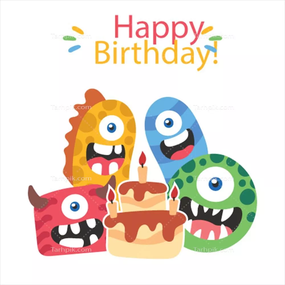 پسزمینه تبریک تولد با طراحی وکتور موجودات دوستداشتنی و بامزه