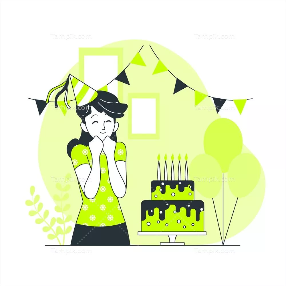 وکتور تصویر طراحی مفهومی کیک تولد با جزئیات و رنگهای جذاب