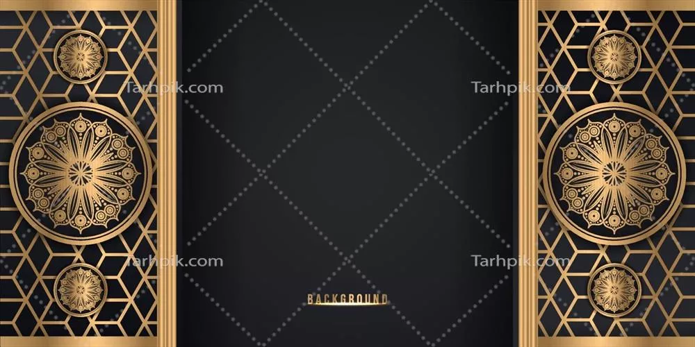 وکتور پسزمینه تزئینی گُل ماندالا با طرح سیاه و طلایی
