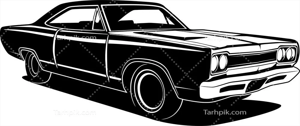 طراحی مفهومی با تصویر وکتور اتومبیل ریترو سیاه و سفید