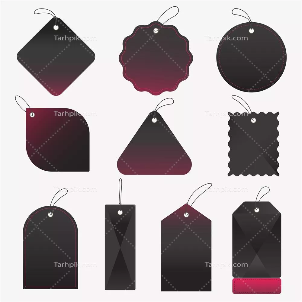 مجموعه وکتور استیکرهای ساده با برچسب سیاه خالی و فضای متنی