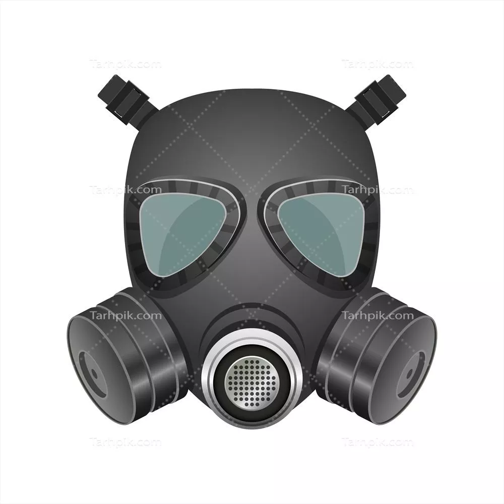 وکتور ماسک گاز سیاه جداشده بر روی پسزمینه سفید