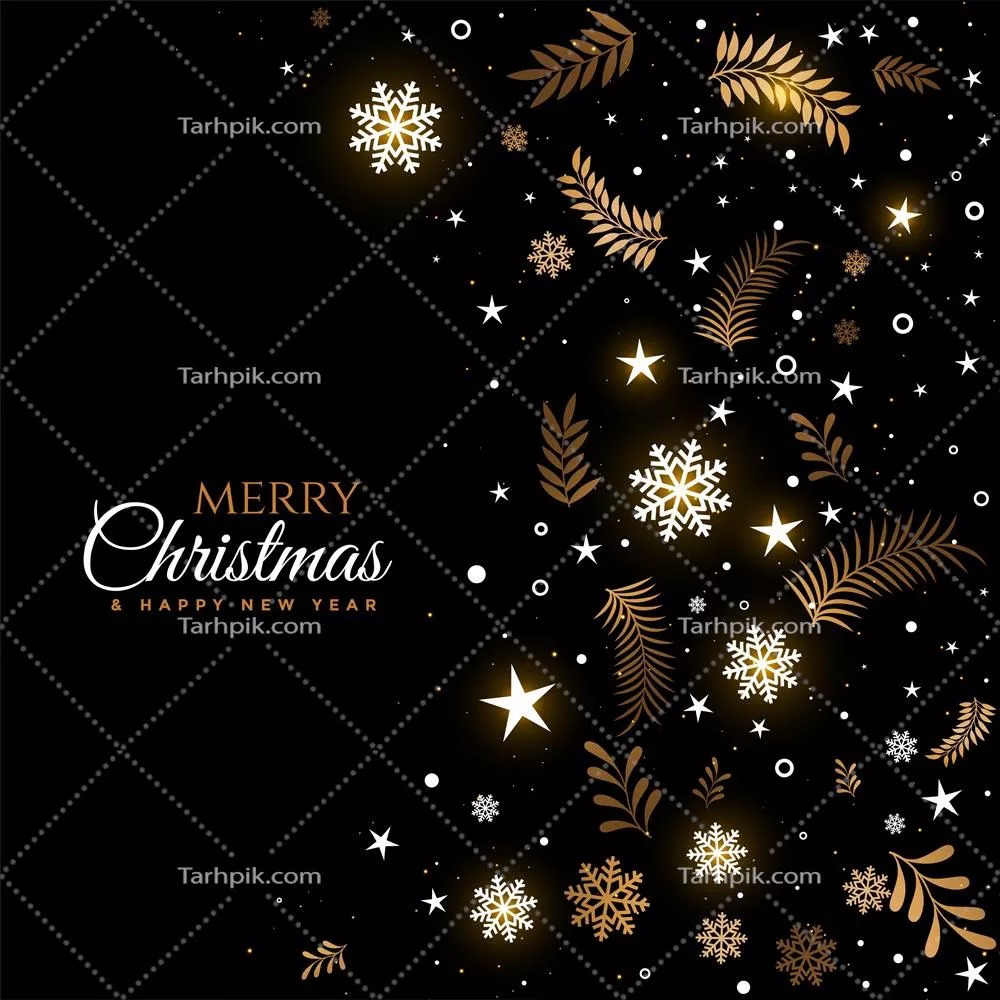 وکتور طرحهای زینتی مشکی و طلایی به مناسبت کریسمس شاد و زیبا