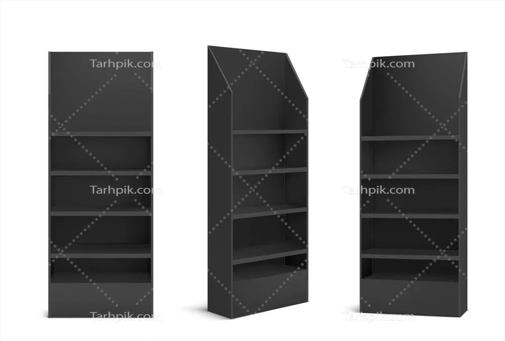 وکتور پایه نمایشگر مشکی برای سوپرمارکتها - نگهدارنده محصولات و تبلیغات